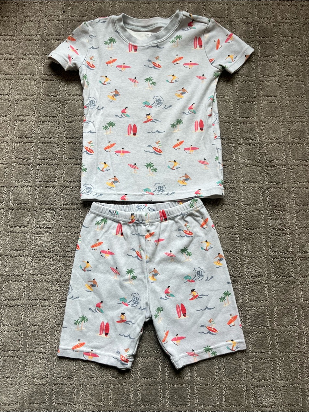 Kids Janie & Jack White Surf Print pajama Set